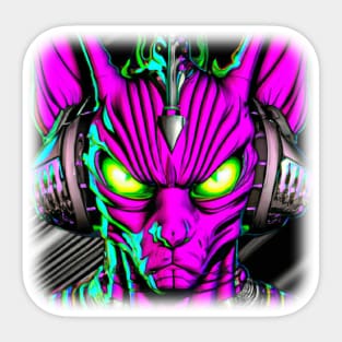 Angry cat cyberpunk Sticker